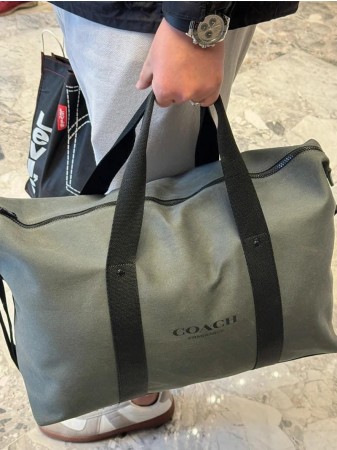 COACH專櫃品牌香水滿額禮 軍綠色大容量行李帶/購物袋